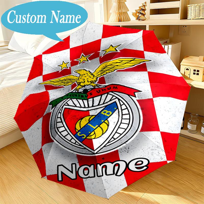 Custom Name Umbrella Benfica Football Crest Umbrella 8-Frame for Travel, Camping, Casual Lightweight Portable, Essential for Family Gifts