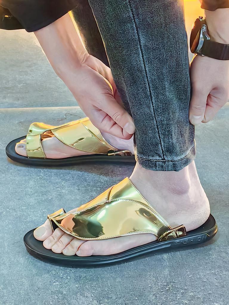 Summer Golden Flip-flops Men's Fashion Lightweight Heelless Sandals 2025 South East Asia Shrimp Skin Cool Slippers