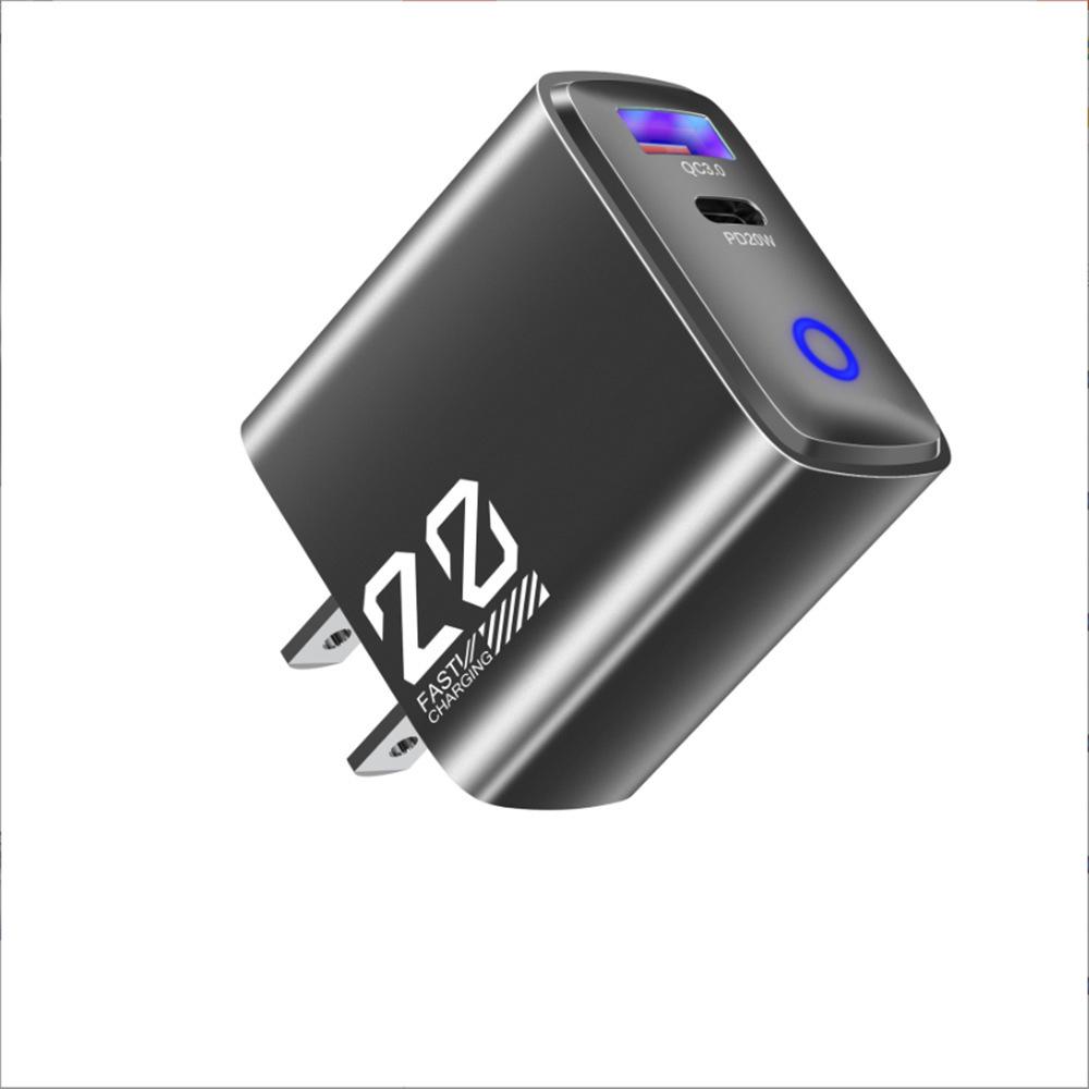New Metal 20W Type-C EU Charger: Mini USB+PD Fast Charging with Light