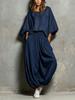 European and American women's clothing 2026 autumn and winter new fashion casual round neck loose top wide leg pants two-piece set