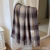 New Imitation Cashmere Plaid Scarf Women's Autumn and Winter High-end Sense Fashion Temperament Warm Fringed Shawl