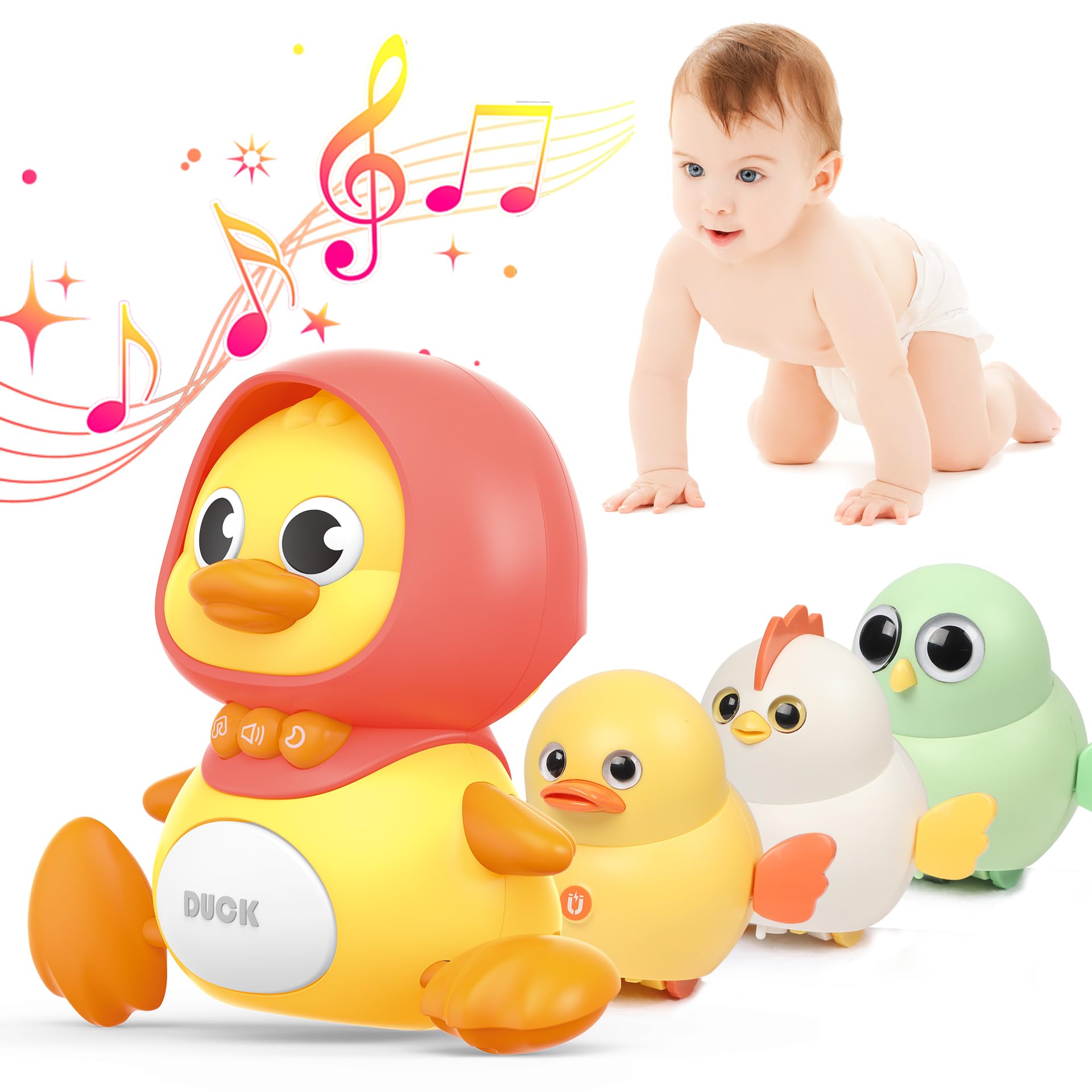 

Baby Music Toy Duck Baby Belly Time Toys 12 Months Newborn Development Crawling Toy Glowing Walking Singing Toys 3-4 Years Old жовтий