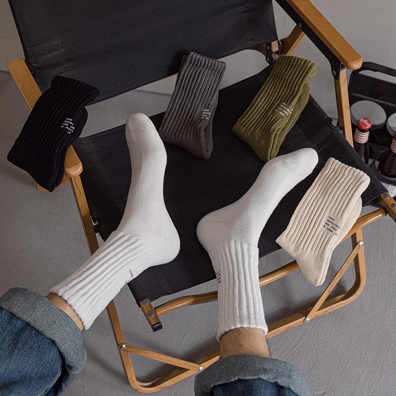 Men's Autumn and Winter Trends Add Velvet and Thick Warm Solid Color Tube Cotton Socks