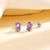 Purple Zircon Four-Claw Stud Earrings Screw Beads Temperament Small Personality Sweet Purple Diamond Oval Screw Earrings