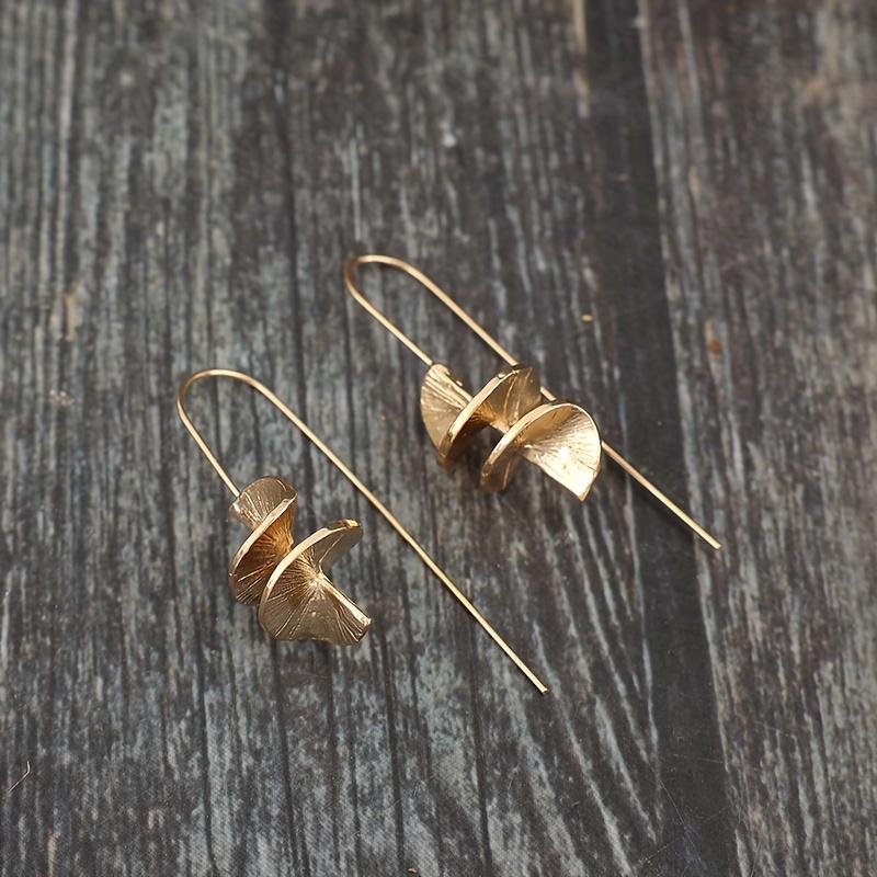 2Pcs/Pairs Fashion Innovation Simple Golden Rotating Design Dangle Earrings Vintage Bohemia Jewelry