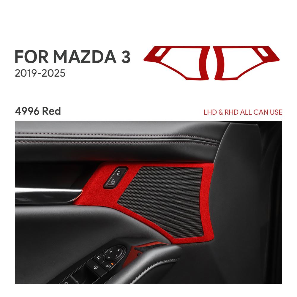 2PCS Top Suede Trim LHD RHD Sticker For Mazda 3 Axela      2024 2025 Car Door Horn Button Frame Accessories