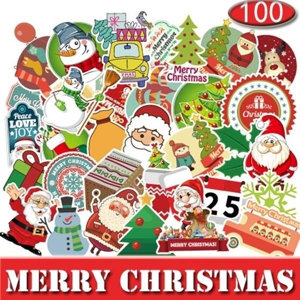 Santa Claus Christmas Graffiti Stickers Christmas Decorations Sticker Toy 100pcs/pack