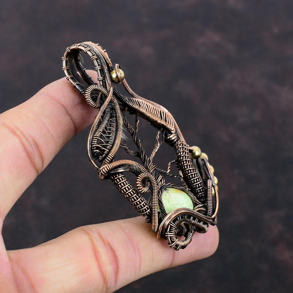 Tree Of Life Lemon Chrysoprase Pendant Copper Wire Wrapped Gemstone Pendant  Copper Jewelry Handmade Pendant Tree Of Life Jewelry For Gift