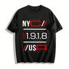 EST Letter C/A Print Trendy Casual Short Sleeve T-Shirt Pure Cotton T-shirt
