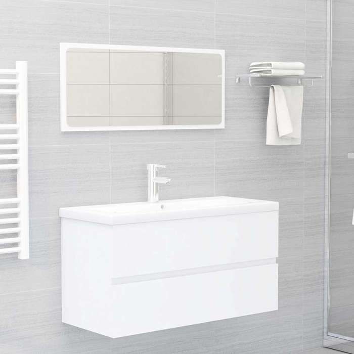 Meuble sous vasque - MAISON EXCLUSIVE - Modèle standard - Lavabo céramique intégré - Tiroir de rangement - Robinet inclus