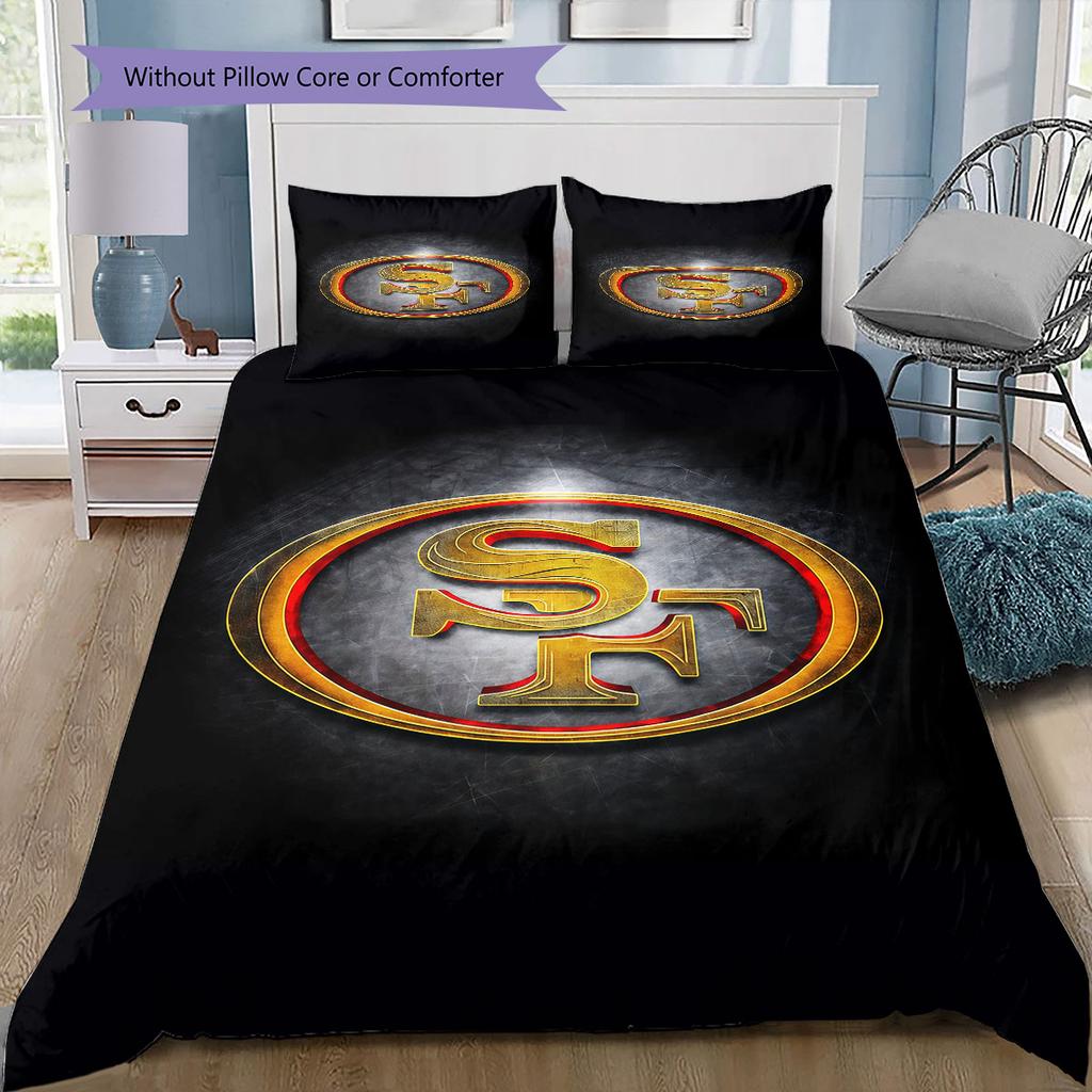Biancheria da letto con motivo logo 49ers Decorazione per la casa Regalo di compleanno ( 1 copripiumino + 2 federe, senza imbottitura),merchandising per fan.