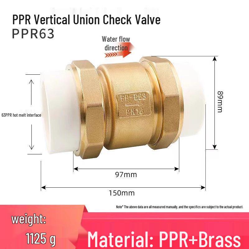 Copper Horizontal Bathroom Double Backflow One-Way Check Valve, Household Water Pipe Fittings, Non-Return Valve, 4/6 inch (DN20/25).
