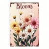 Vintage Daisy Metal Sign 8x12 Inch, Colorful Flower Wall Art Plaque for Home Kitchen Bar Garden Cottage