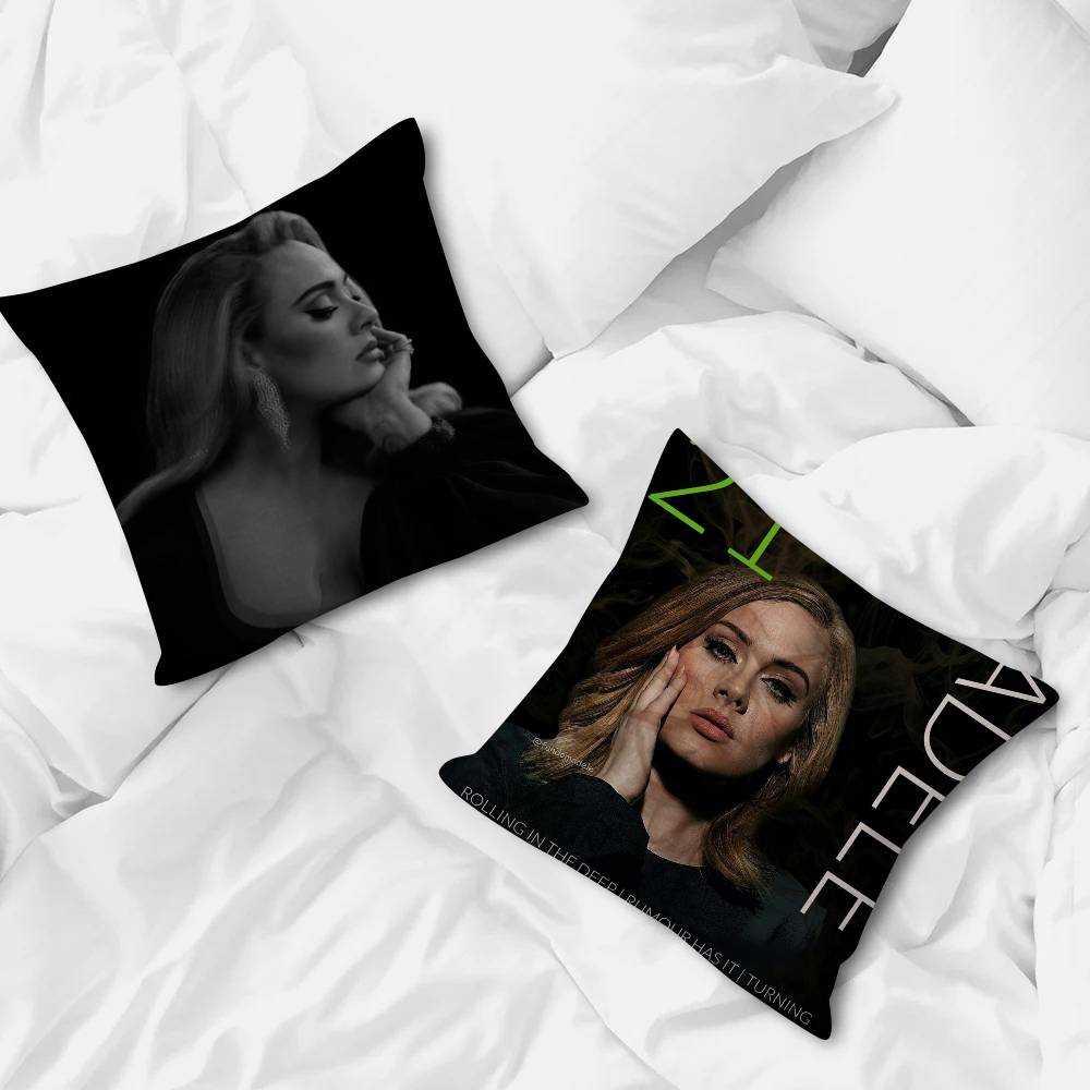 Singer Adele Black Pillow Covers Cartoon Sofa Decorative Home Doublesided Printing Short Plush Cute Cushion Cover
