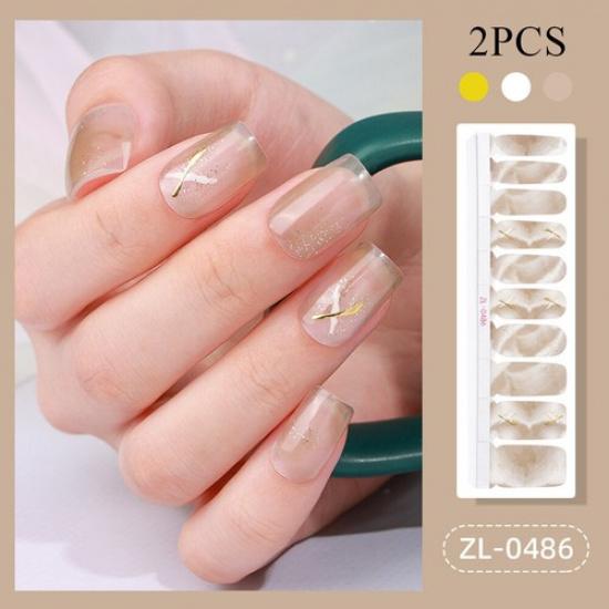 20 Semi Strips Cured Gel Girls Polish Nail Stickers Required Lamp Wraps Glitter+ ZL0486