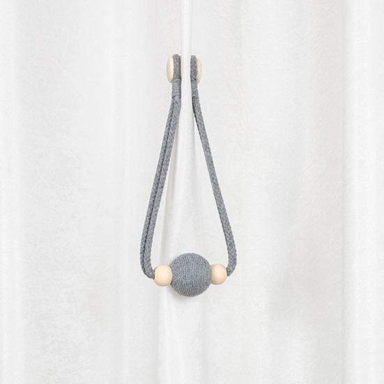 2PCS Magnetic Curtain Ties,with Strong Suction, Woven Rope And Wooden Beads Tiebacks, for Nordic Japanese Style Home Decor