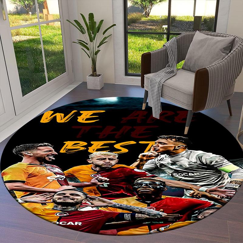Galatasaray SK Round Area Rug,Carpet Rug for Living Room Bedroom Sofa Playroom Decor,Non-slip Floor Mat