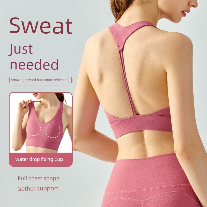 Fixed Cup with Chest Pad Summer Yoga Vest Exercise Strap Backless Bra Running Exercise Underwear Cycling Tops