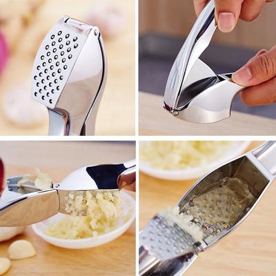 Spremiaglio manuale multifunzione, affettatrice per aglio curva, tritatutto in acciaio inox, spremiaglio, gadget da cucina