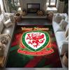 Wales Rugby Crystal Velvet Rug, Custom Name Text Personalized Non‑Slip Floor Mat for Home Decor Gift