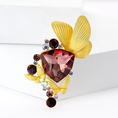 Simple High-End Alloy Rhinestone Dumb Gold Skirt Butterfly Brooch Creative Fashion Women'S Clothing Corsage Jewelry Pin