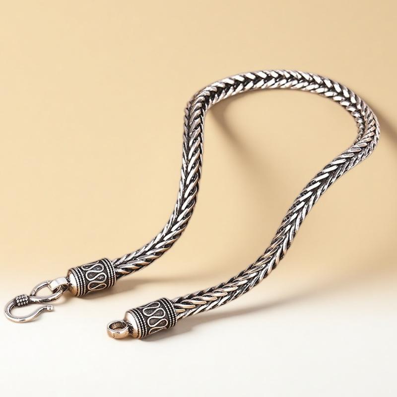 Retro Thai Silver Punk Dragon Bone Bracelet - Handmade Woven Design, European & American Style, Popular Best Seller.