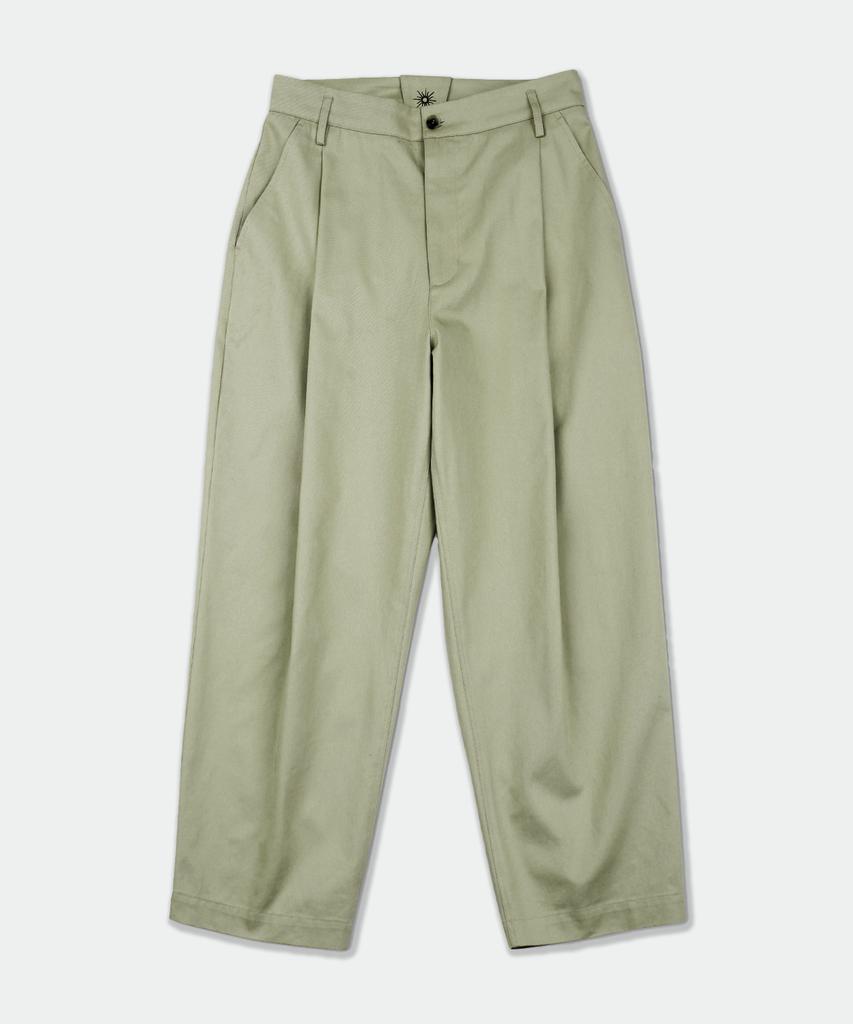 GARDEN EXPRESS One Tuck Wide Pants (Light Khaki)