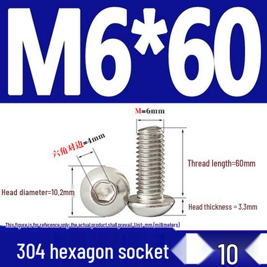 ISO7380 Stainless Steel Hex Drive Dome Head Screws - M2 to M16