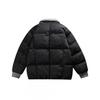Unisex Winter Cotton Puffer Jacket Oversized Warm Hoodless Coat With Flip Collar Side Pockets