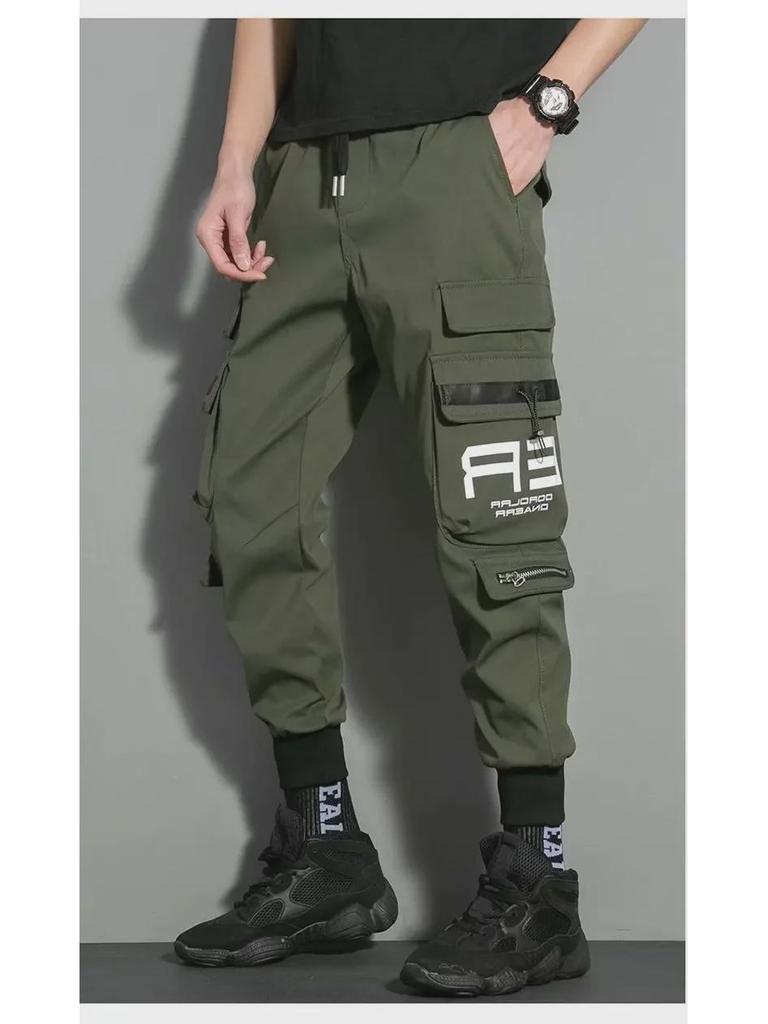 Tuta casual trendy da uomo stile coreano 2024, vestibilità larga, pantaloni a nove punti chic
