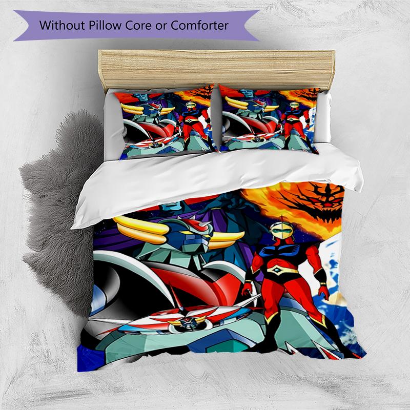3pcs UFO Robo Grendizer pattern bedding set duvet cover set includes duvet cover &pillowcases, perfect all season bedroom decoration & gift