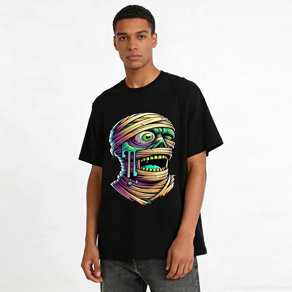 Horror Mummy Print Trendy Casual Short Sleeve T-Shirt Pure cotton T-shirt