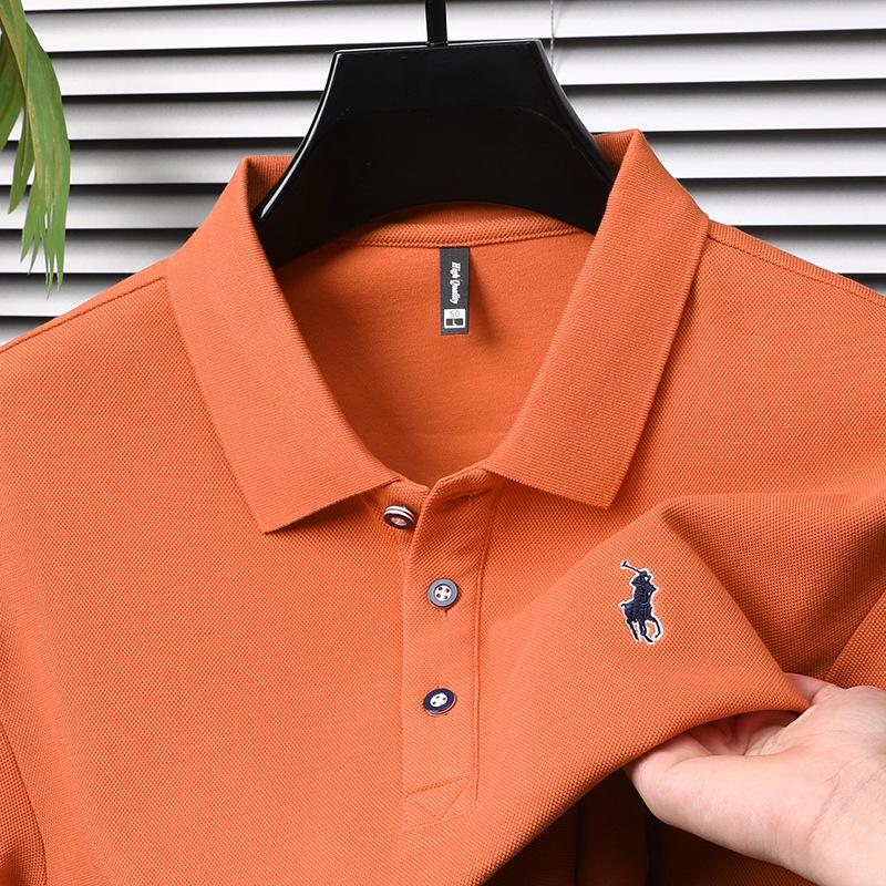 Men's Premium Striped Long-Sleeve Polo Shirt - Pure Cotton, High-End Business Wear