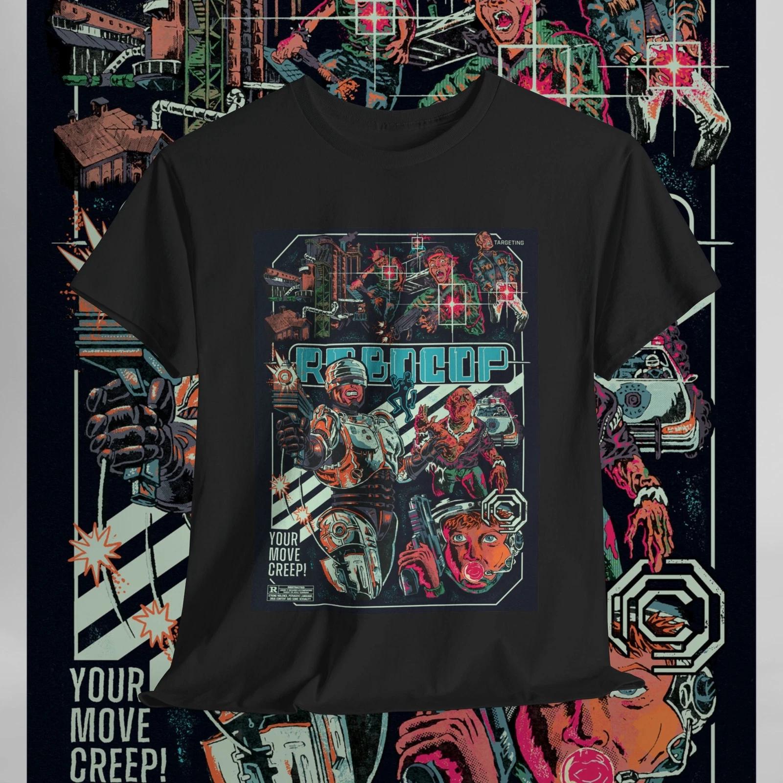 Robocop Movie 100% Cotton T-shirt Mens Tees Top Unisex Heavy Cotton Tee 2XL