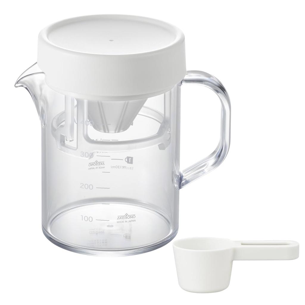 Akebono Sangyo Strong 400 Coffee Server with Beaker and Compact Dripper Set, White, TW-3767