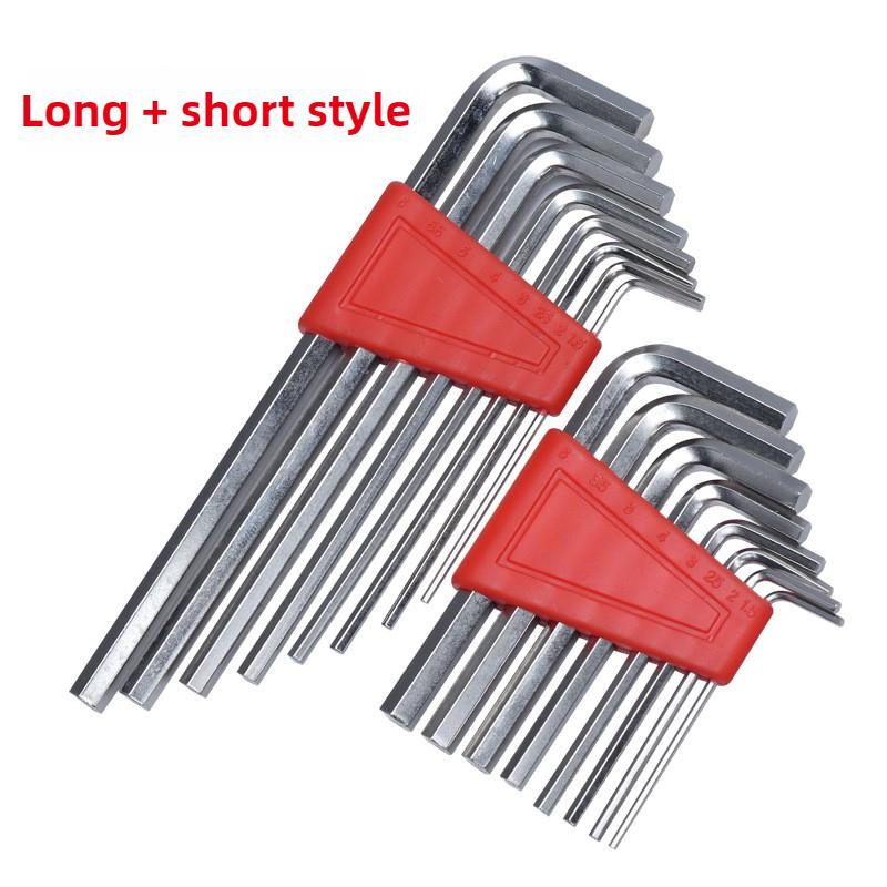 8dílné sady Vysoce kvalitní krátký/dlouhý styl Šestihranný šroub s plochou hlavou Ruční nářadí typu L Nový poniklovaný kalený ocelový imbusový klíč