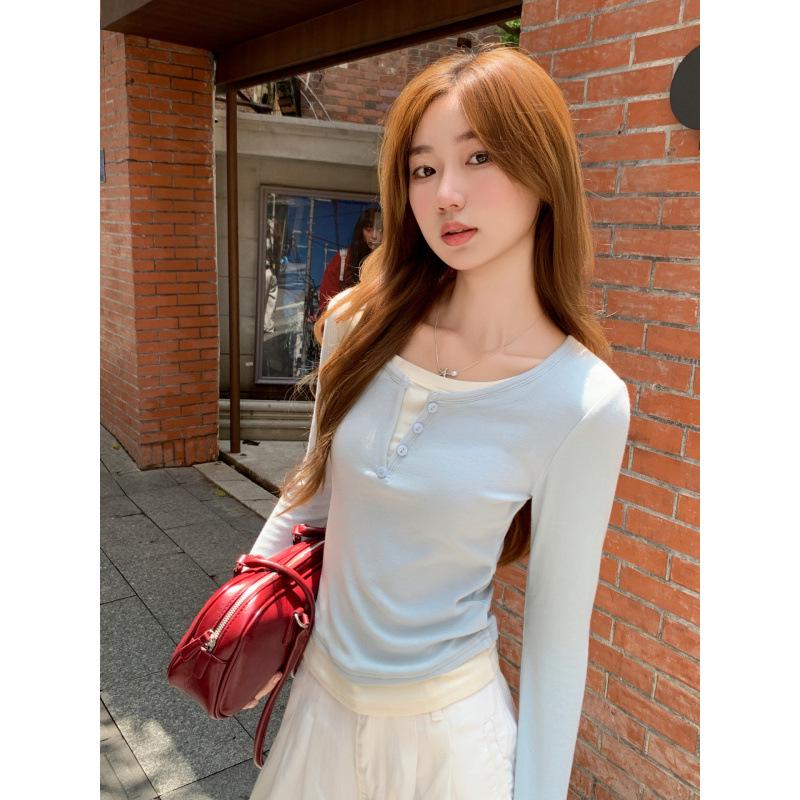 

Женский утягивающий топ с короткими рукавами, выгодно подчеркивающий фигуру, с эффектом многослойности и прямыми плечами X-Large синий