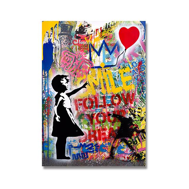 Hot Ball Child Graffit Canvas Painting Banksy Ballon Girl Dream Big Dreams Posters Street Wall Art Pictures Cuadros Home Decor