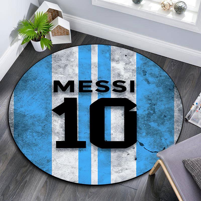 Tappeto Rotondo Stampato Lionel Messi, Tappeto Circolare Antiscivolo Lavabile per Soggiorno Camera da Letto Sala Giochi, Decorazione per Fan dello Sport, Regalo di Compleanno Festivo