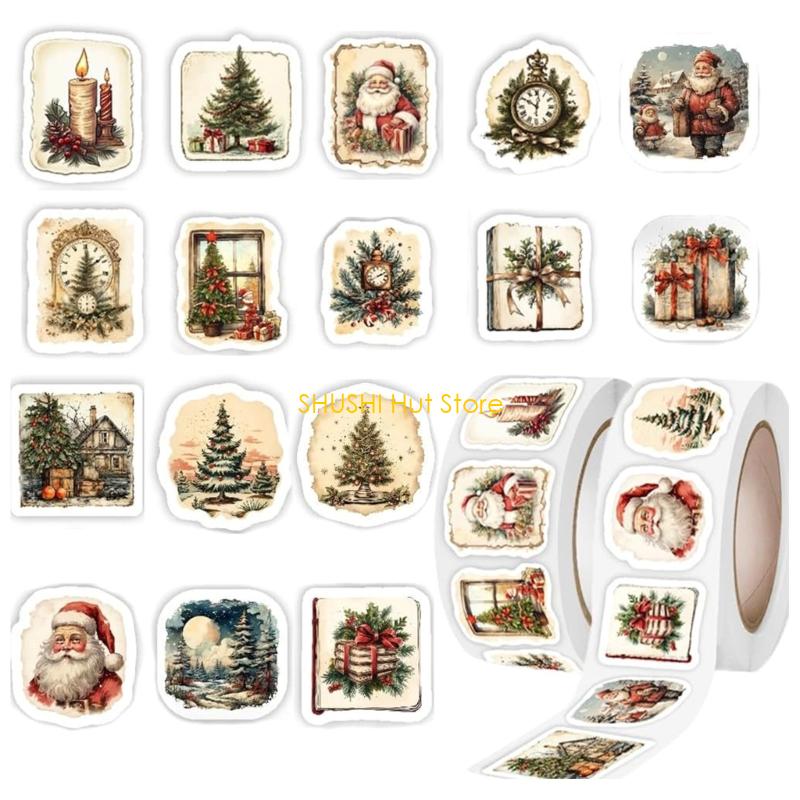 1000Pcs Adhesive Wrapping Labels Christmas Decorative Sticker for Envelopes Box Candy Bag Wrapping Holiday Decoration D57B China Mainland