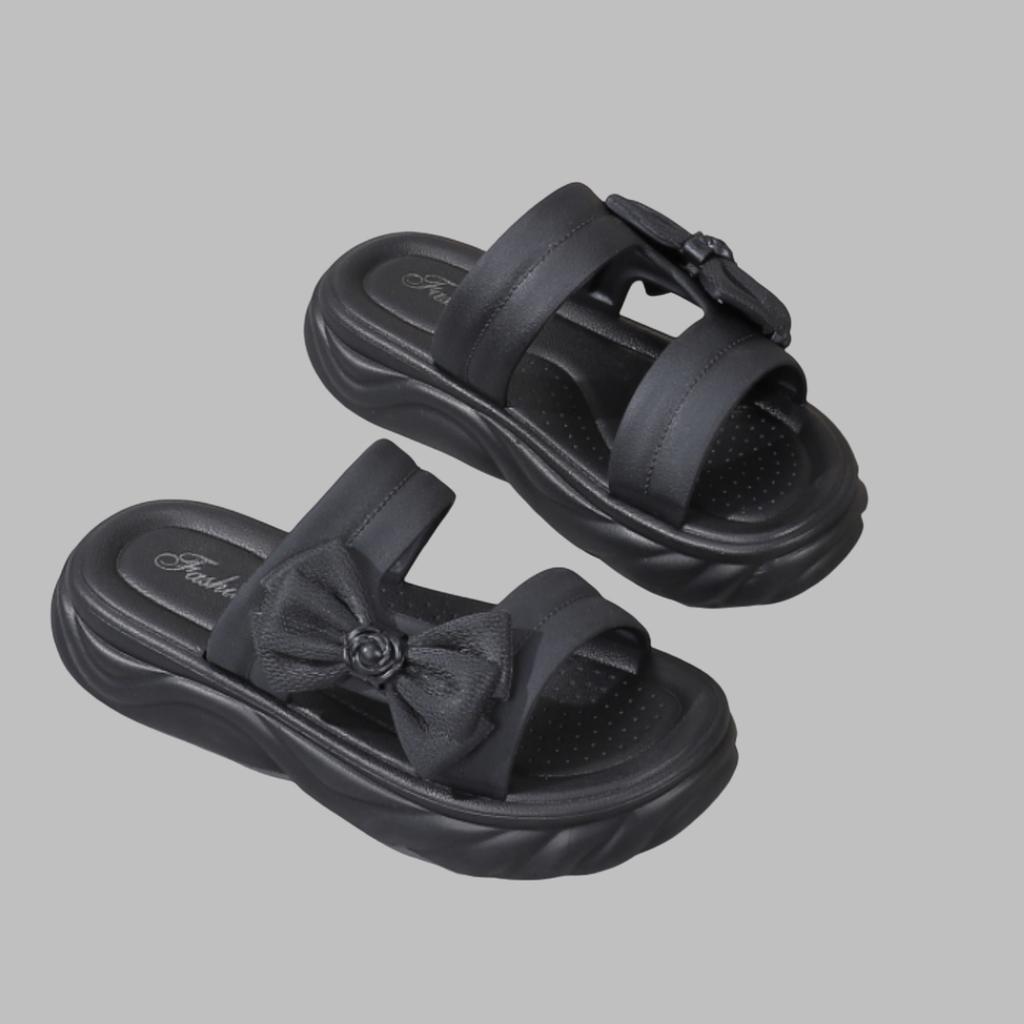 Women Summer Open-Toe Platform Sandals Comfortable Thick Sole Soft Beach Slides for Outdoor Wear