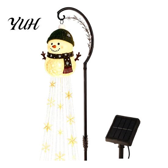 Decorative Patio Lights with Halo Effect Solar Snowman Water Fountain Garden Light, Glowing Yard Lamp Magic Powered Terrace Art Effect, Resin Outdoor