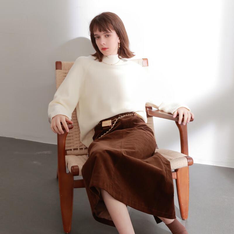 

Sancai Women s Solid Semi-High Neck Loose Knit Sweater XL