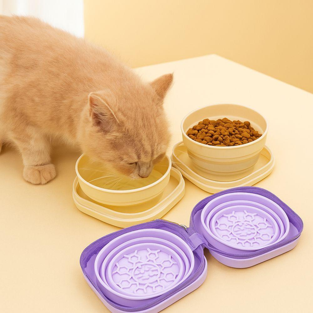 Collapsible Dog Water Food Bowl Integrated Type Cat Double Bowl Pet Outdoor Drinking Bowl  Travel
