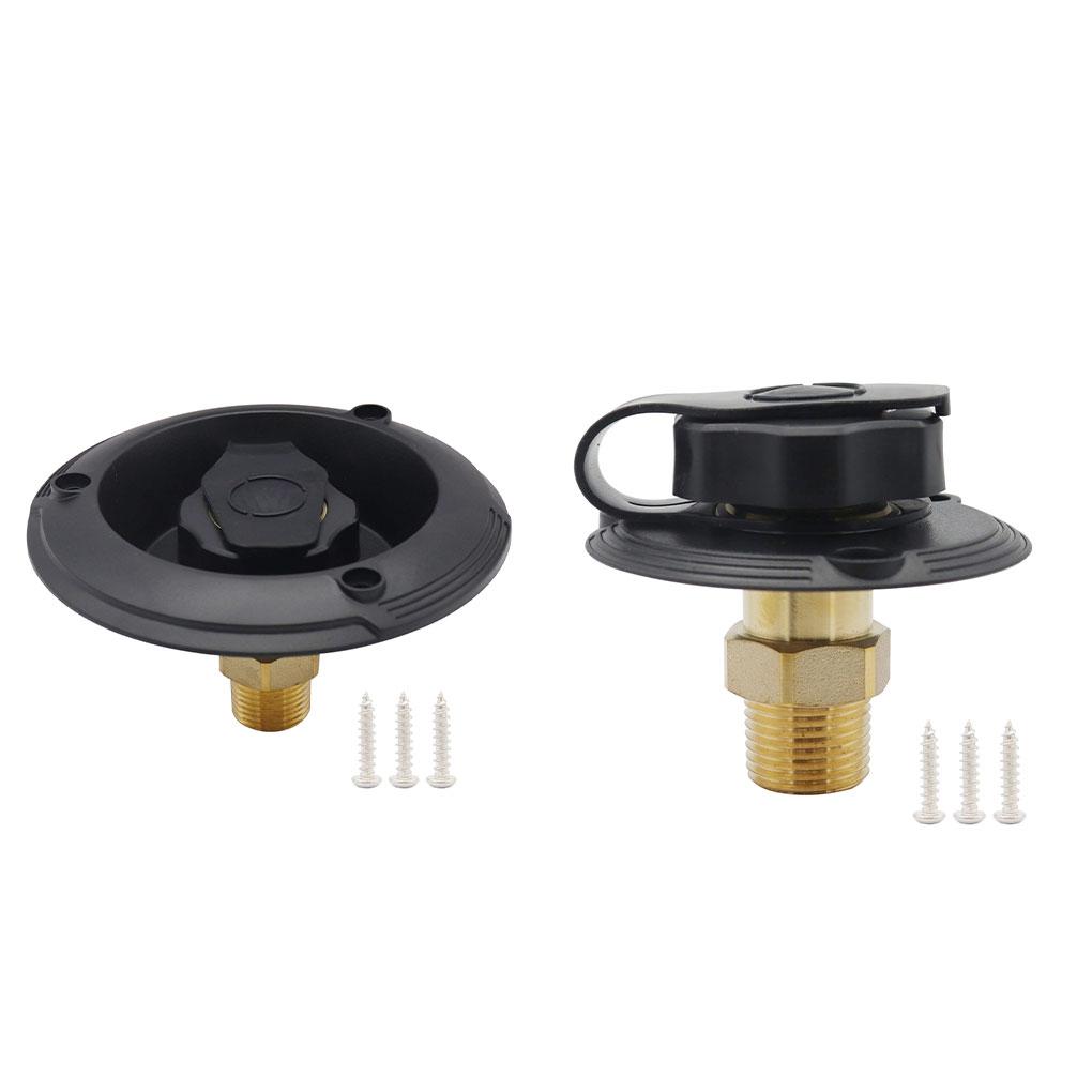 Black Flange RV City Water Fill Inlet Female To Male For Camper Motorhome Trailer Easy-to-grip Knob