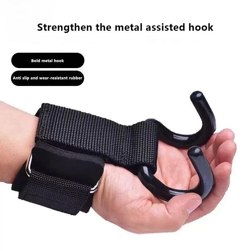2 Stück Gewichtheber Haken Griffe Mit Handgelenkbandagen Hand-Stange Handgelenkband Fitnessstudio Fitness Haken Gewicht Band Klimmzüge Power Handschuhe