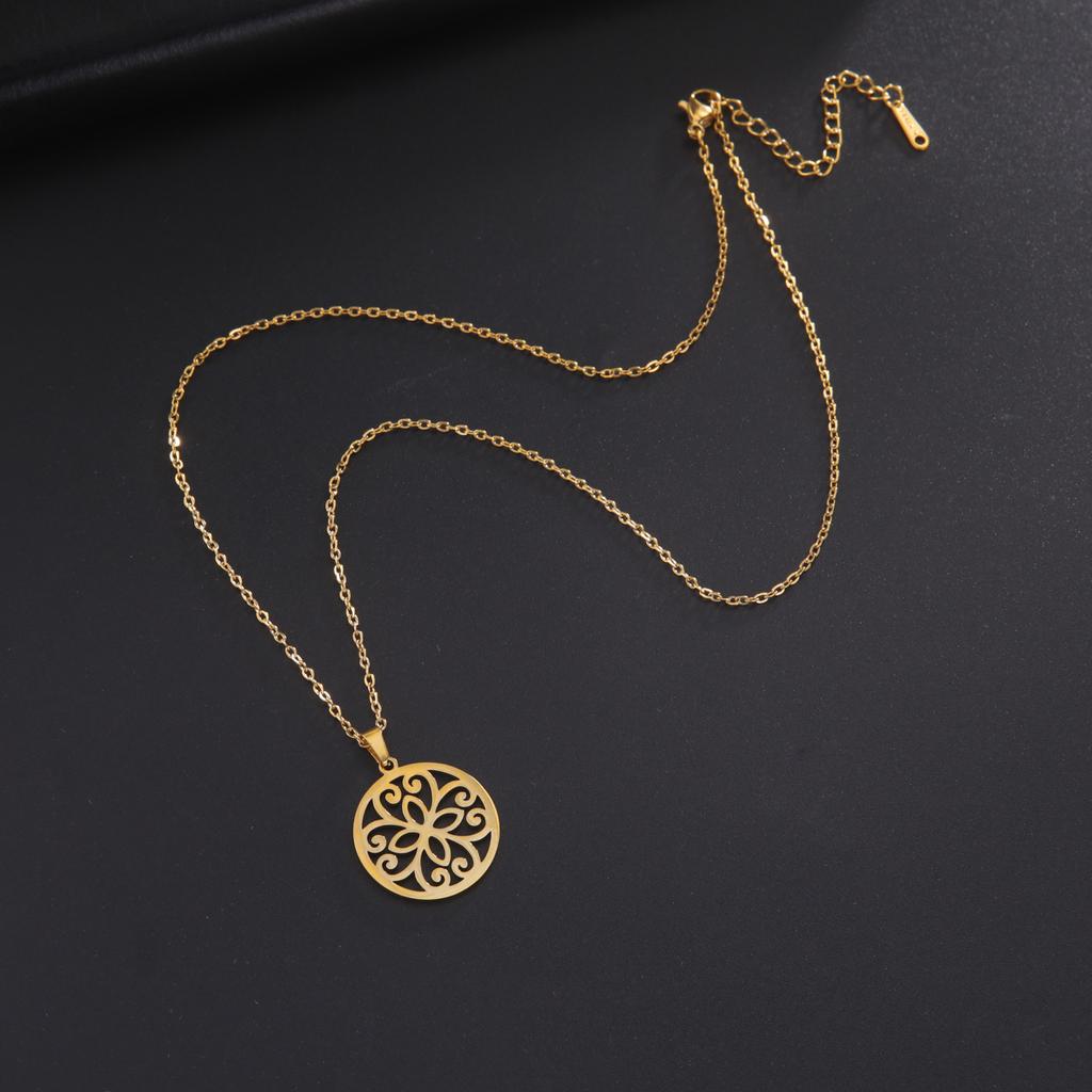 Cazador Stainless Steel Mandala Flower of Life Pendant Necklace for Women Gift  Lotus Neck Chain Amulet Jewelry Wholesale