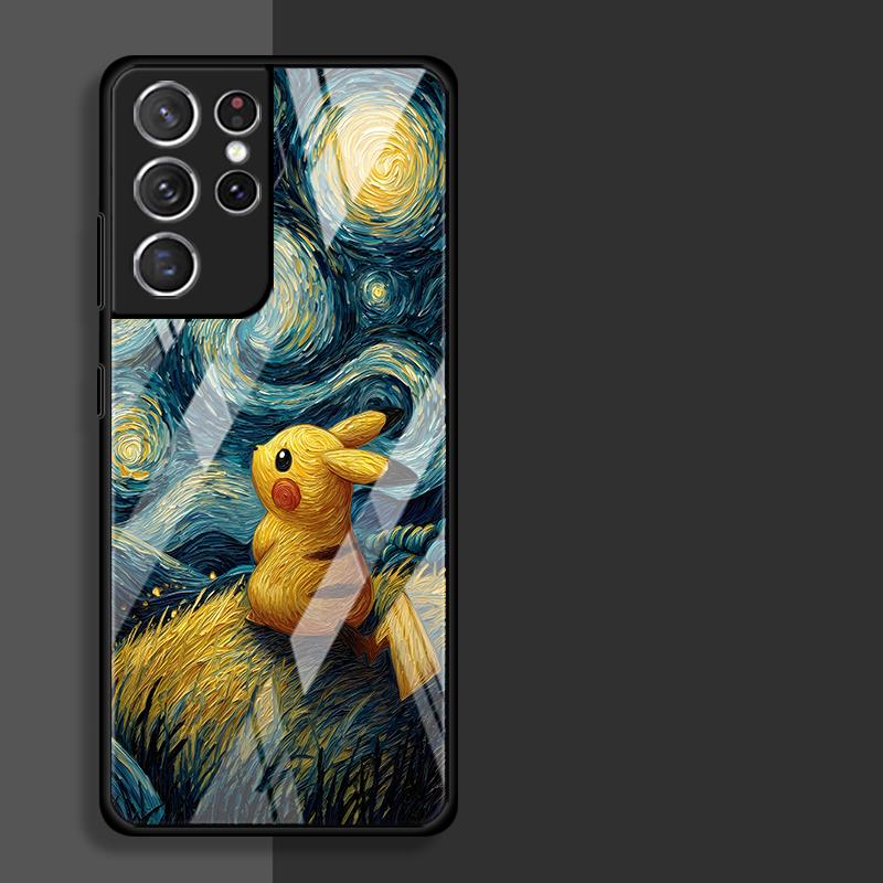 

Glass Case for Samsung Galaxy S25 Ultra S22 S24 S21 S23 Plus S24+ S23+ S25+ S20 FE Luxury Phone Cover Fuuny Pokemon Gengar Galaxy S24