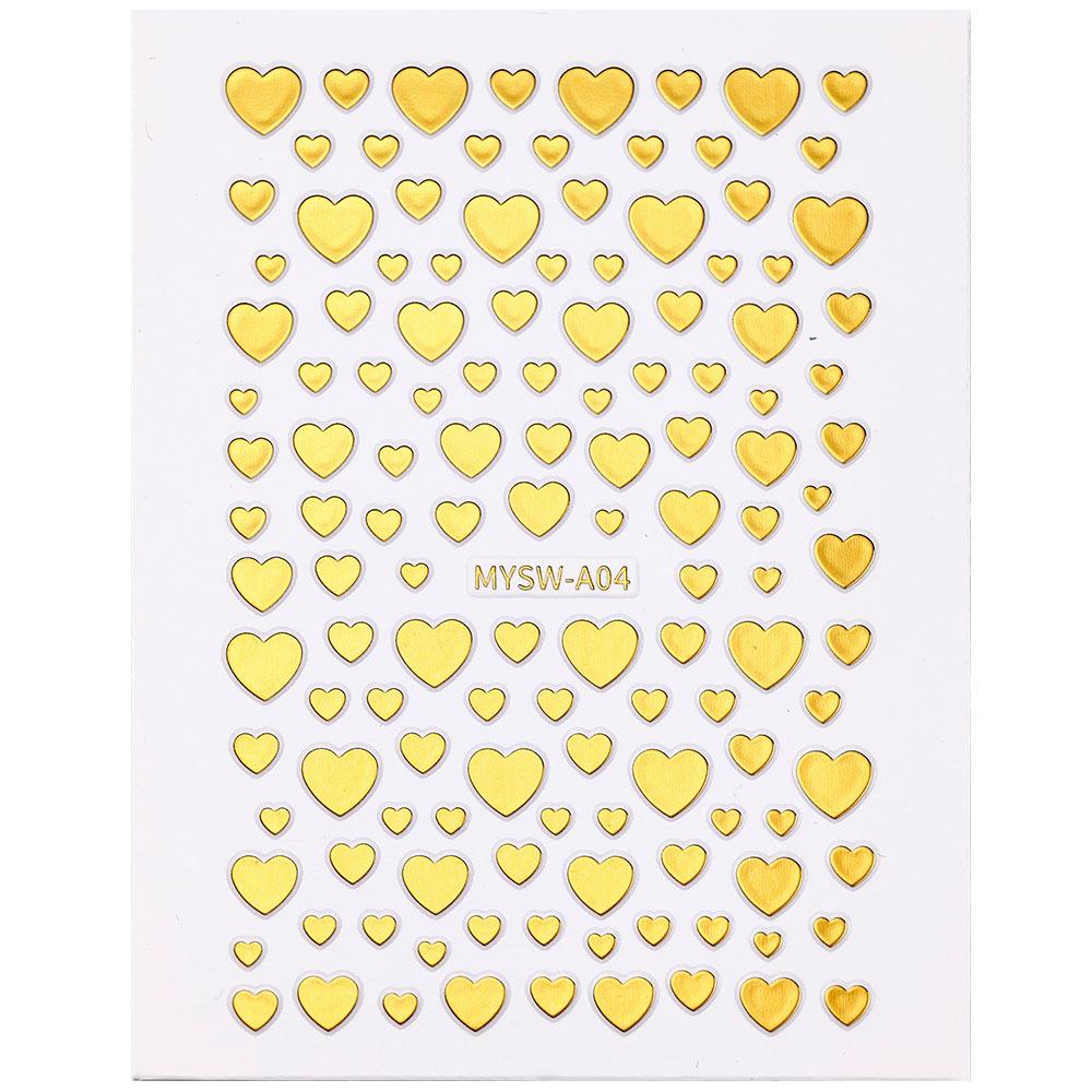 Seven-Color Positive Love Manicure Sticker Laser Gold And Silver Solid Color Love Nail Sticker Girl Heart-Shaped Nail Decoration