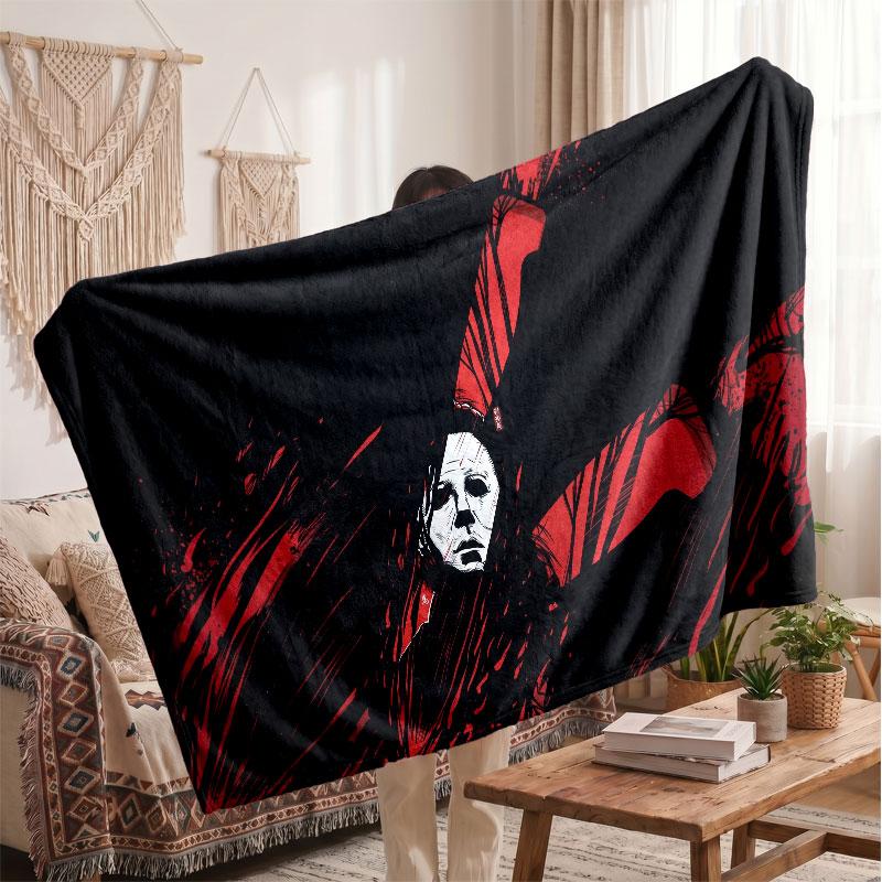 Warm Flannel BlanketHalloween Michael Myers Soft Cozy Throw Blanket for Bedroom Couch